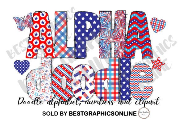 Download Red White and Blue Doodle Letters USA - Usa Collection