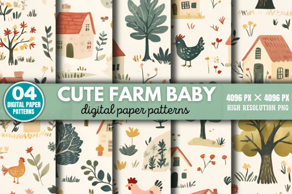 Download Cute Farm Baby Pattern Digital Pattern 1 - Digital pattern Collection