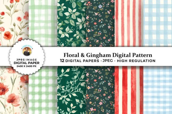 Download Floral &amp; Gingham Digital Patterns - Digital pattern Collection