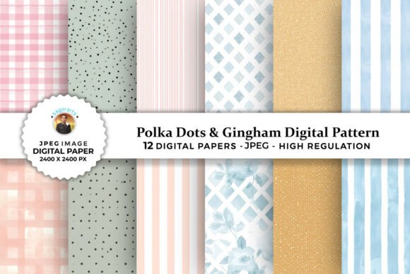 Download Polka Dots &amp; Gingham Digital Patterns - Digital pattern Collection