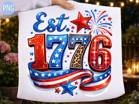 Download Est 1776 Fourth of July USA Sparkle PNG - Usa Collection