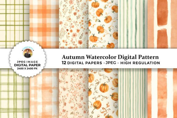 Download Autumn Watercolor Digital Patterns - Digital pattern Collection