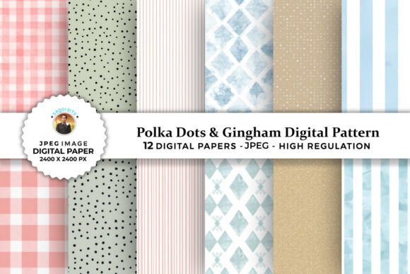 Download Polka Dots &amp; Gingham Digital Patterns - Digital pattern Collection