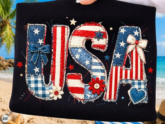 Download USA Patchwork PNG Coquette Patriotic Bow - Usa Collection