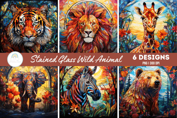 Download Stained Glass Wild Animal Background - Premium Bundle