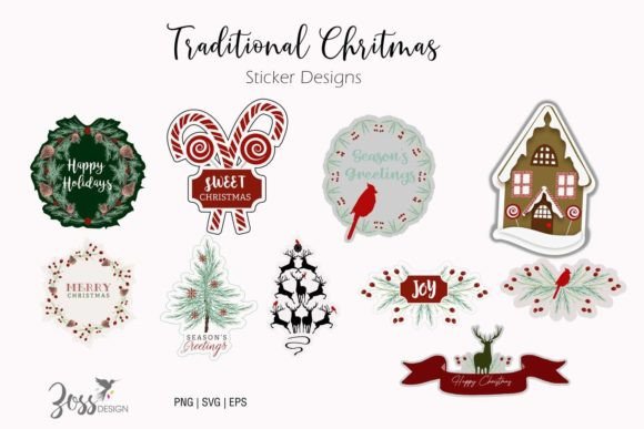 Download Christmas Stickers Traditional Designs - Design Collection