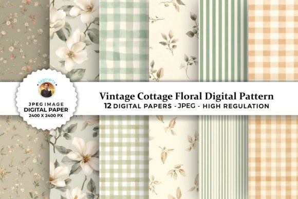 Download Vintage Cottage Floral Digital Patterns - Digital pattern Collection