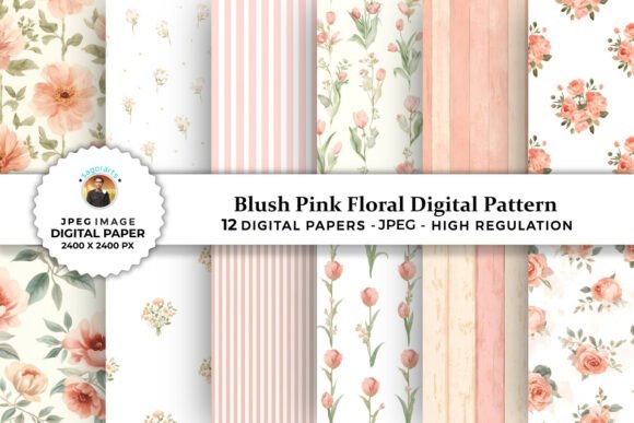 Download Blush Pink Floral Digital Patterns - Digital pattern Collection