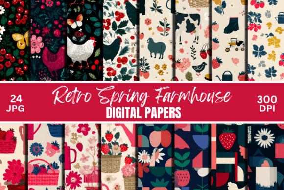 Download Retro Spring Farmhouse Digital Pattern - Digital pattern Collection