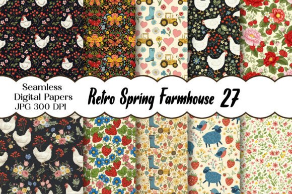 Download Retro Spring Farmhouse Digital Pattern - Digital pattern Collection