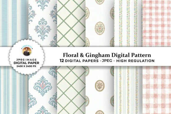 Download Floral &amp; Gingham Digital Patterns - Digital pattern Collection