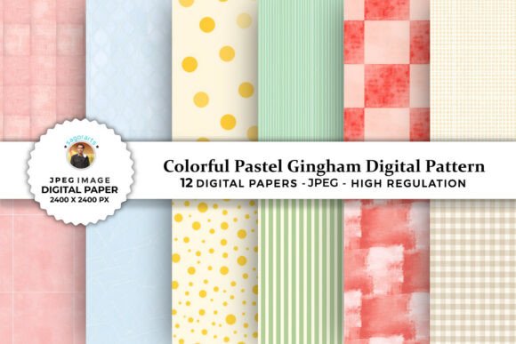 Download Colorful Pastel Gingham Digital Patterns - Digital pattern Collection